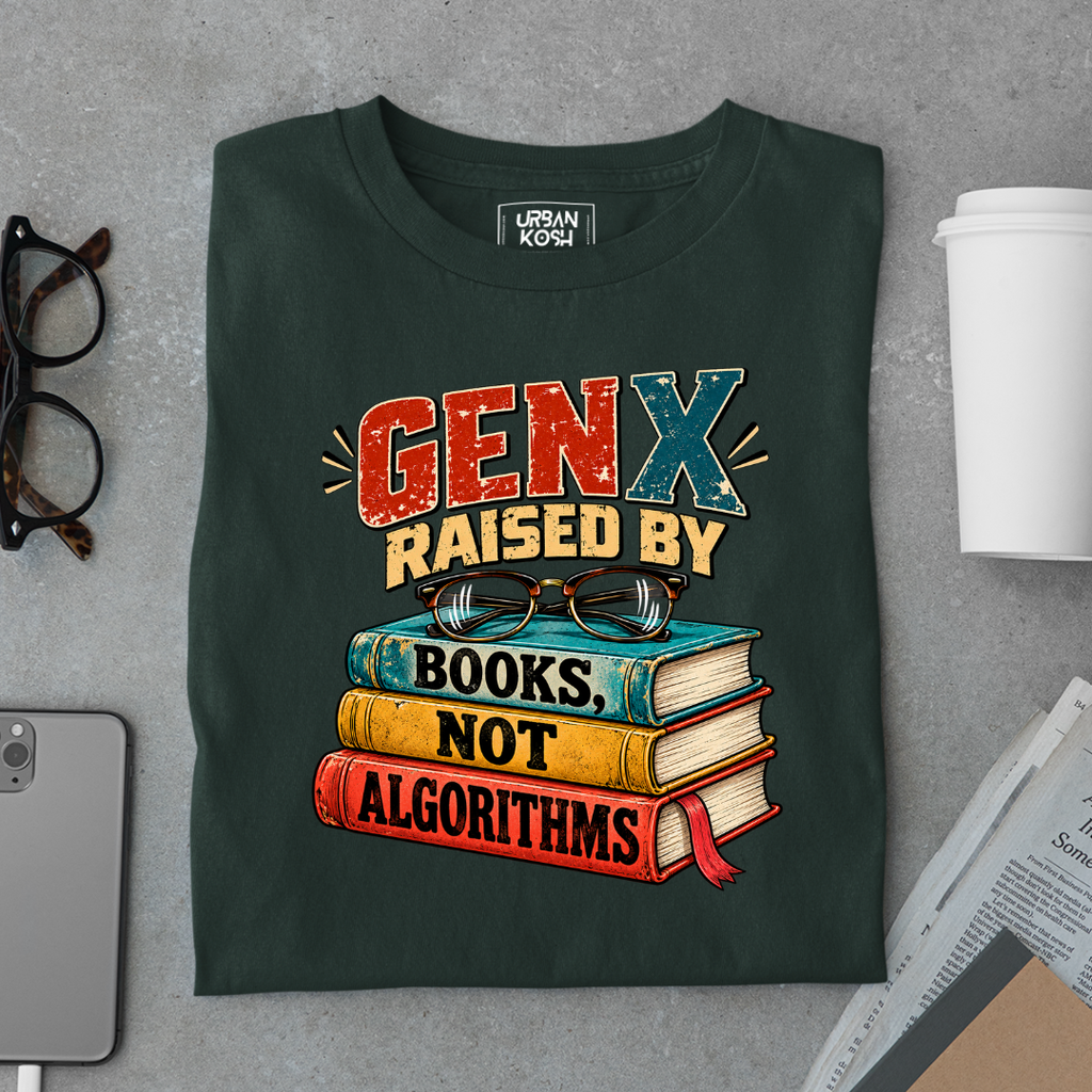 Gen X Raised By Books Not Algorithms Graphic T-Shirt