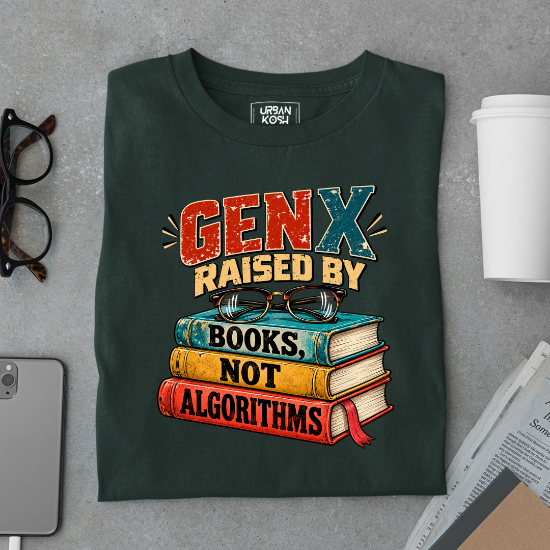 Gen X Raised By Books Not Algorithms Graphic T-Shirt