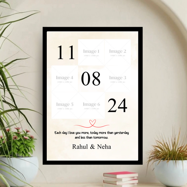 [Personalised] Each Day I Love You More - Romantic Couple Photo Frame (A4)