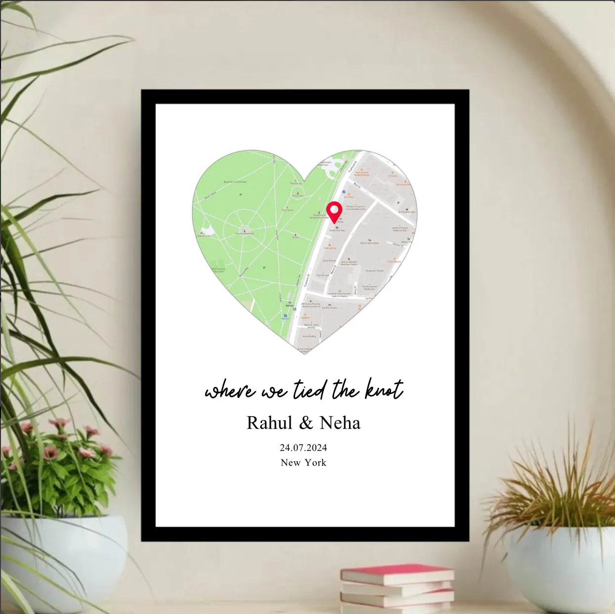 [Personalised] First Date Frame – Your Love Story on a Map