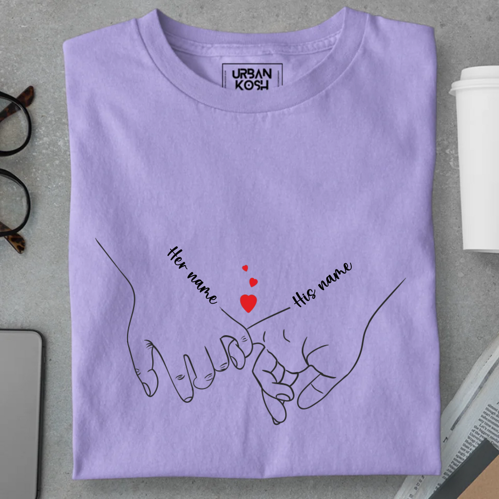 [Personalised] Holding Hands Romantic Couple Premium T-Shirt – Valentine’s Day Special