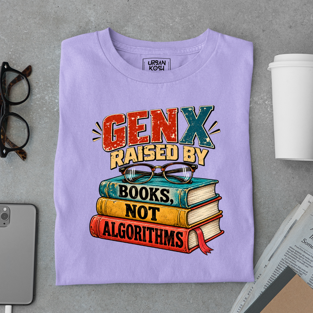 Gen X Raised By Books Not Algorithms Graphic T-Shirt