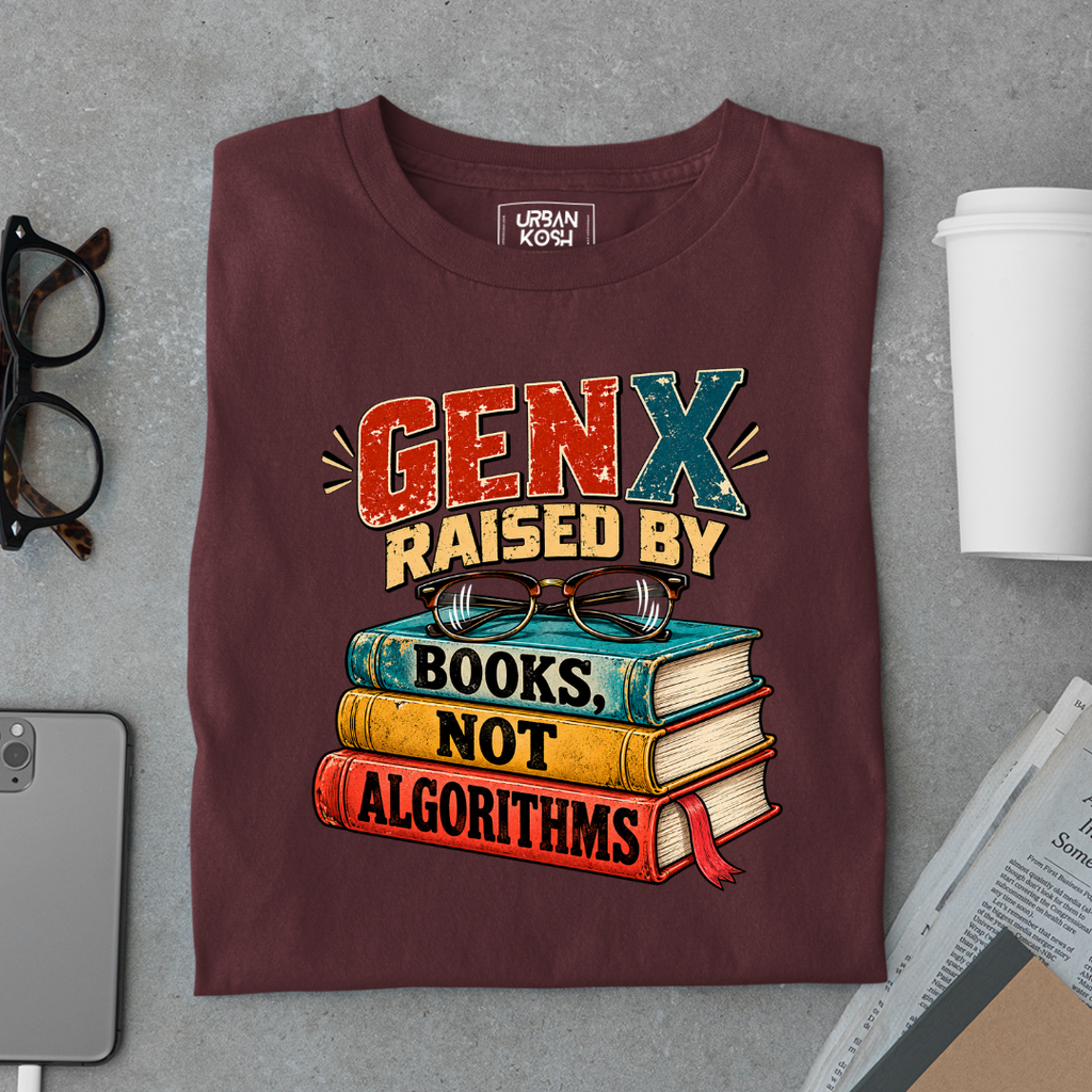 Gen X Raised By Books Not Algorithms Graphic T-Shirt