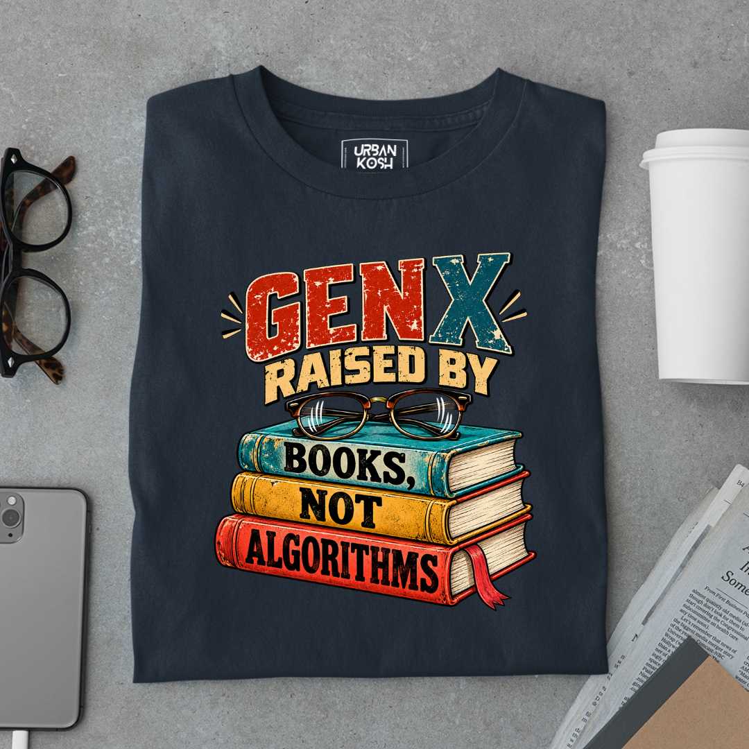 Gen X Raised By Books Not Algorithms Graphic T-Shirt