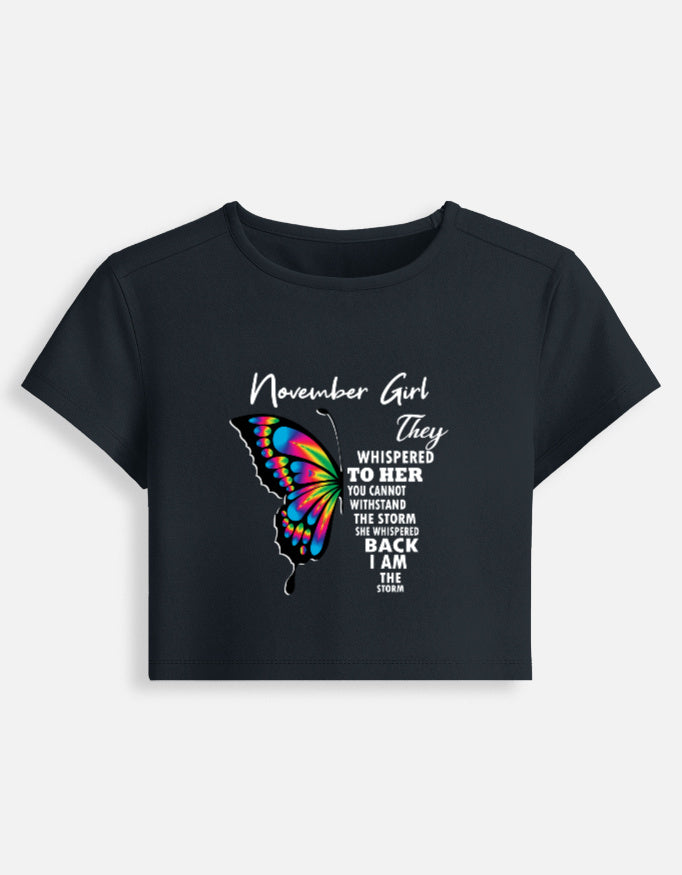 November Girl Butterfly Premium Baby Tee for Women