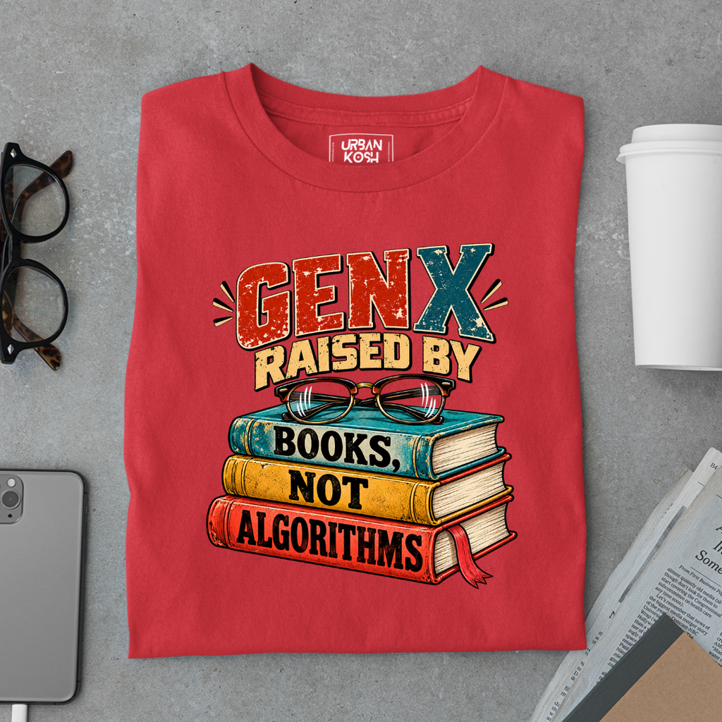 Gen X Raised By Books Not Algorithms Graphic T-Shirt