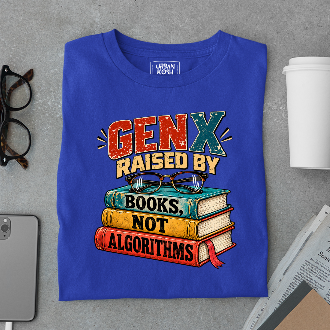Gen X Raised By Books Not Algorithms Graphic T-Shirt