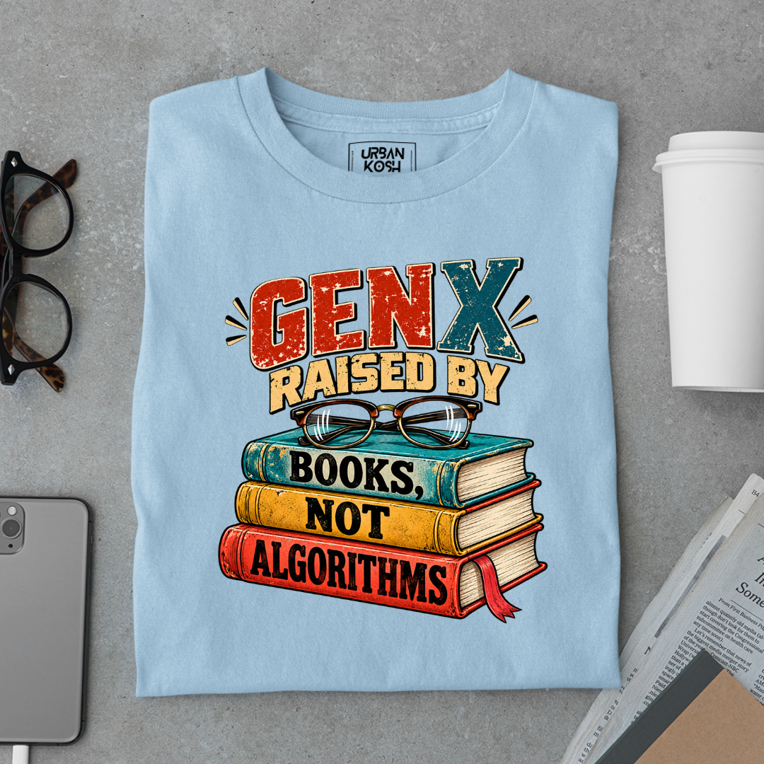 Gen X Raised By Books Not Algorithms Graphic T-Shirt