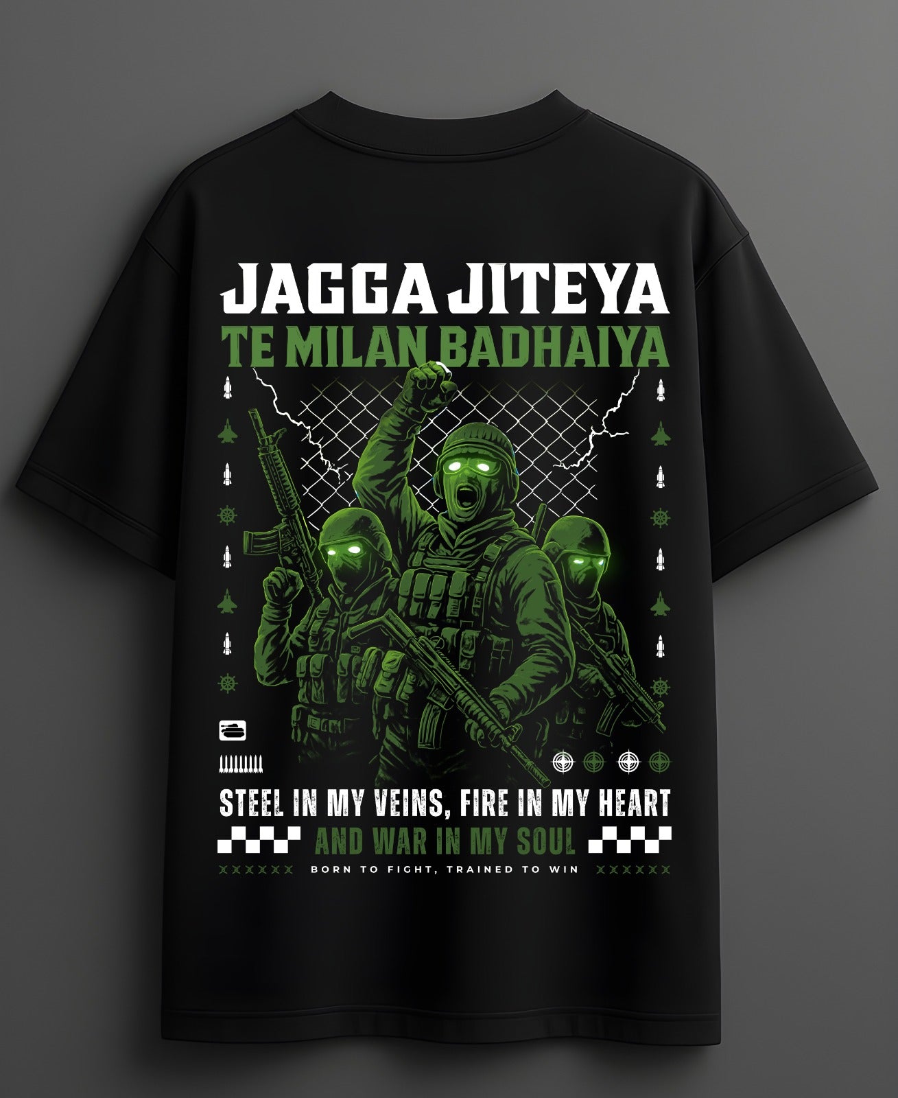 Jagga Jiteya Te Milan Badhaiya – Army Tribute Premium Black T-Shirt