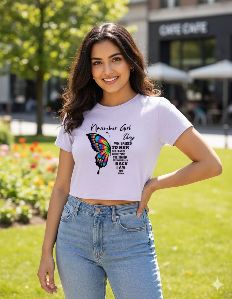 November Girl Butterfly Premium Baby Tee for Women