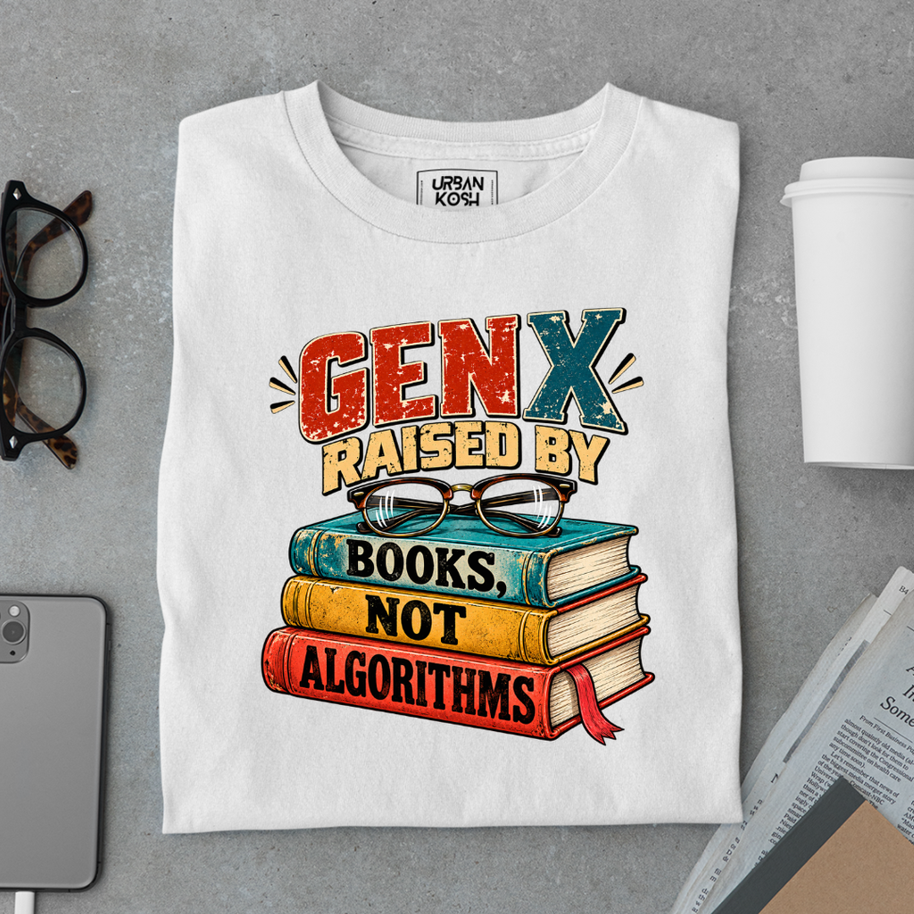 Gen X Raised By Books Not Algorithms Graphic T-Shirt