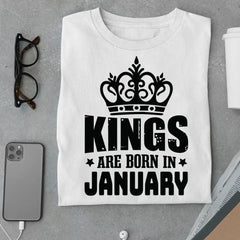 Kings are Born in January Crown T Shirt - Urban Kosh